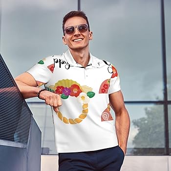 Mosytuky 2025 New Year's Print Golf Shirts for Men Dry Fit